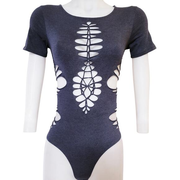 MOON GODDESS - MEDIUM - Leotard - Junior/Women's Cut and Weaved Charcoal Grey - Picture 3 of 10